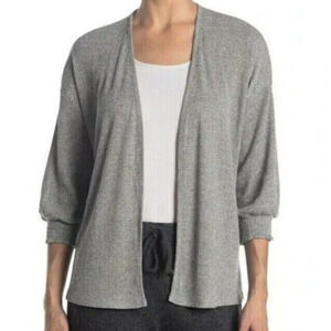 ECLAIR Cardigan Women's Open Front 3/4 Sleeve Size Medium Gray Hacci Knit NWT
